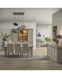 Vitrinekast 2 Glasdeur, 6 Volle Deuren, Led Verlichting